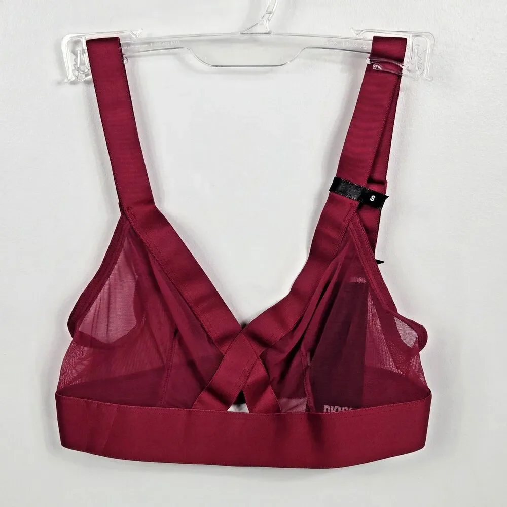 DKNY Women's Size Small Red Soft Cup Triangle‎ Sheers Bralette NWT